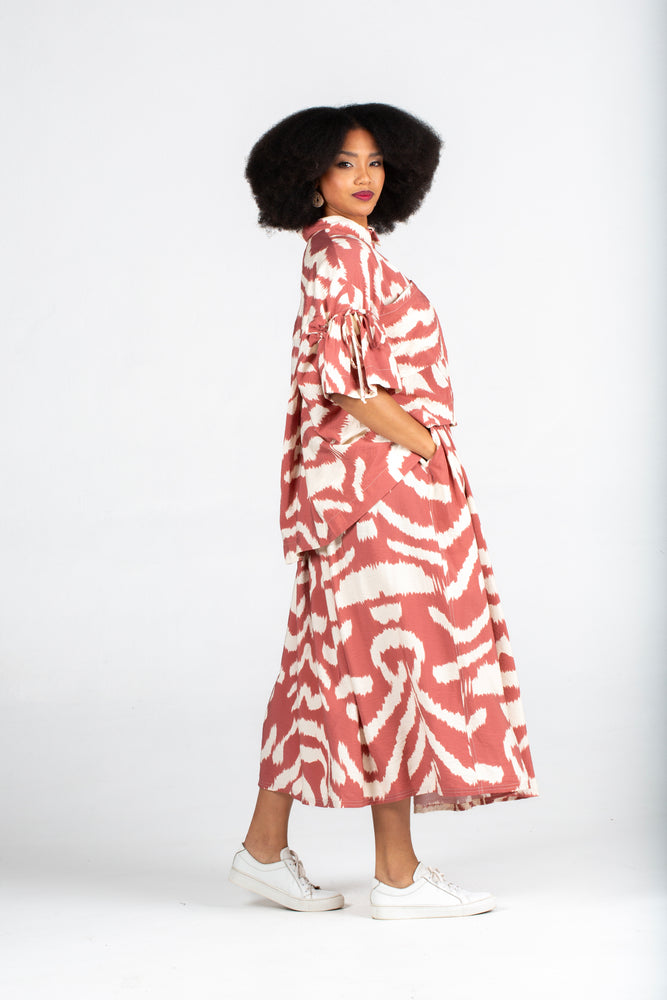 Colleen Eitzen Rust Amalfi Print Rayon Milli Skirt