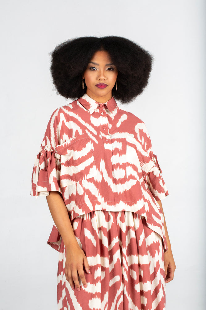 Colleen Eitzen Rust Amalfi Print Rayon Franca Top