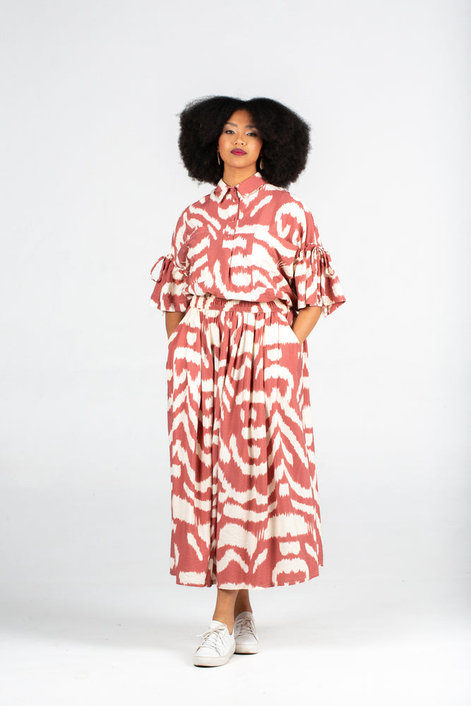 Colleen Eitzen Rust Amalfi Print Rayon Milli Skirt