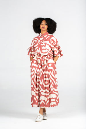 Colleen Eitzen Rust Amalfi Print Rayon Milli Skirt