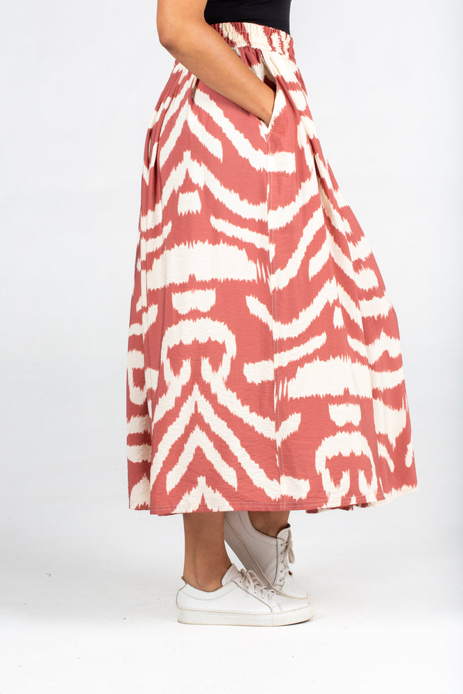 Colleen Eitzen Rust Amalfi Print Rayon Milli Skirt