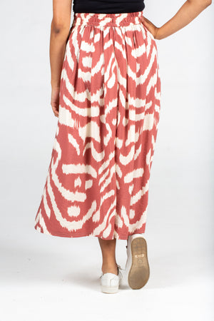 Colleen Eitzen Rust Amalfi Print Rayon Milli Skirt