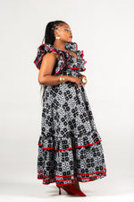 Frida Black/White/Red Maxi Contrasted Dress