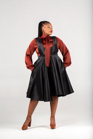 Frida  Black Dungaree Skirt