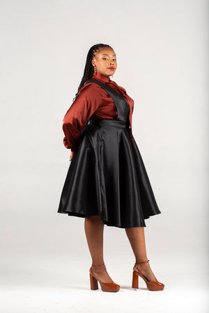 Frida  Black Dungaree Skirt