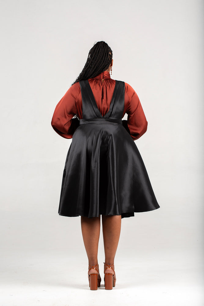 Frida  Black Dungaree Skirt