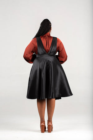 Frida  Black Dungaree Skirt