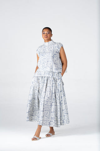 Colleen Eitzen Grey Geometric Print Cat Skirt