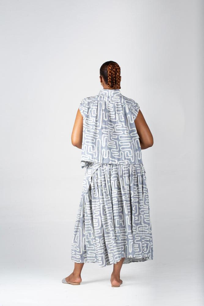 Colleen Eitzen Grey Geometric Print Cat Skirt