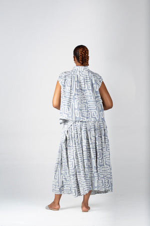 Colleen Eitzen Grey Geometric Print Cat Skirt