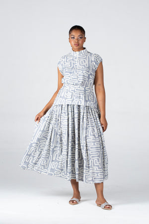 Colleen Eitzen Grey Geometric Print Cat Skirt