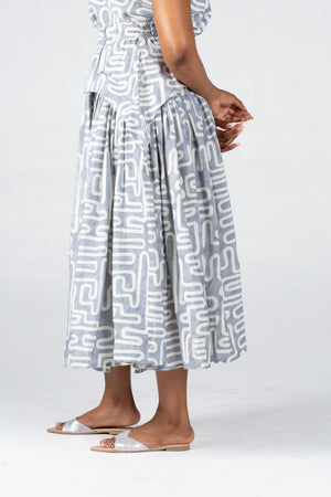 Colleen Eitzen Grey Geometric Print Cat Skirt