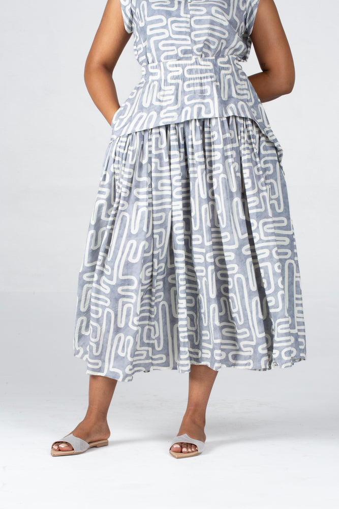 Colleen Eitzen Grey Geometric Print Cat Skirt