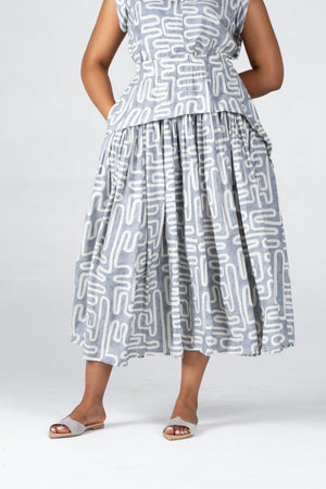 Colleen Eitzen Grey Geometric Print Cat Skirt