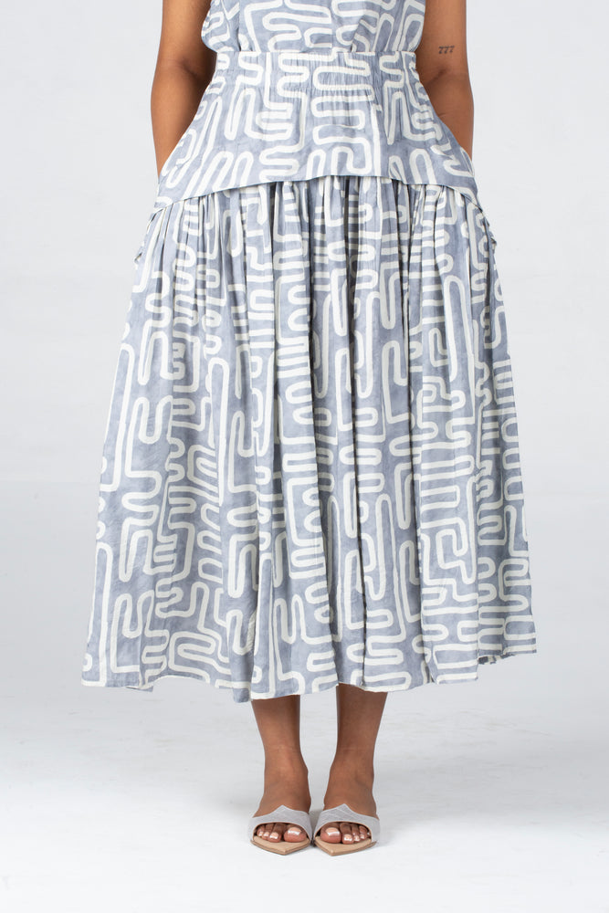 Colleen Eitzen Grey Geometric Print Cat Skirt