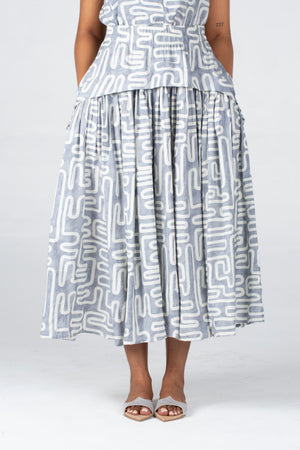 Colleen Eitzen Grey Geometric Print Cat Skirt