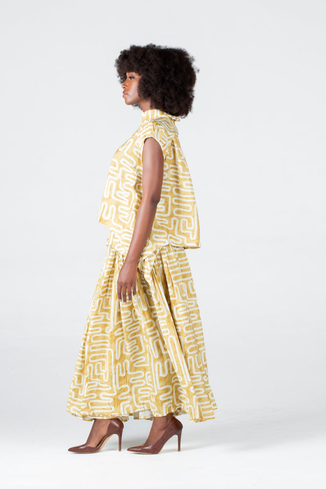 Colleen Eitzen Gold Geometric Print Cat Top