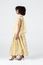 Colleen Eitzen Gold Geometric Print Cat Top