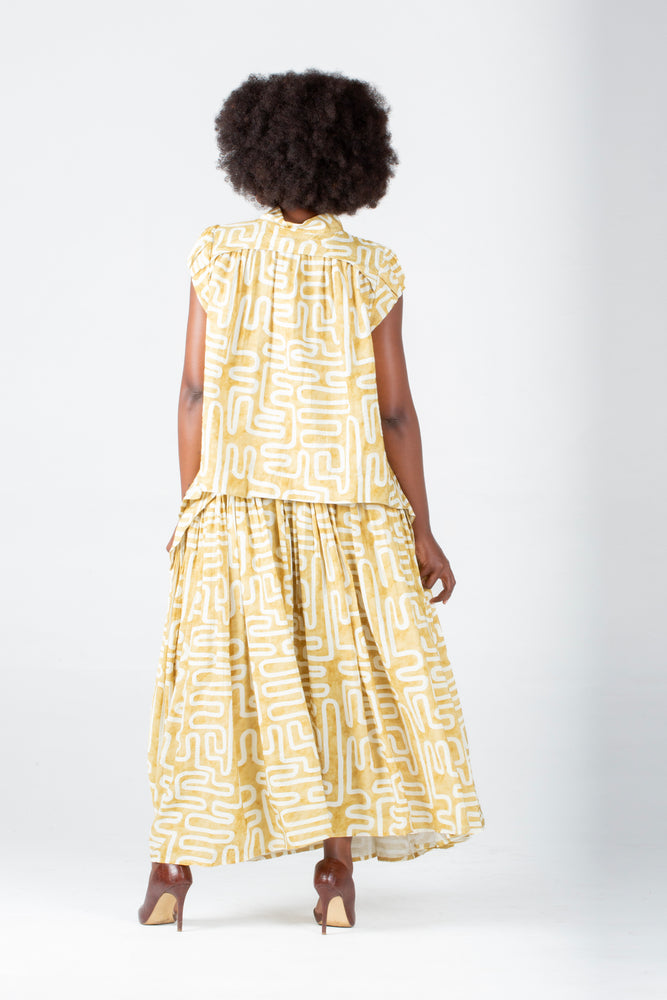 Colleen Eitzen Gold Geometric Print Cat Top