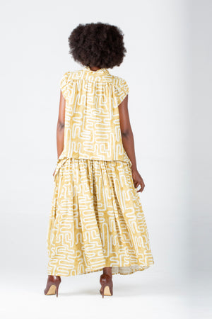 Colleen Eitzen Gold Geometric Print Cat Top