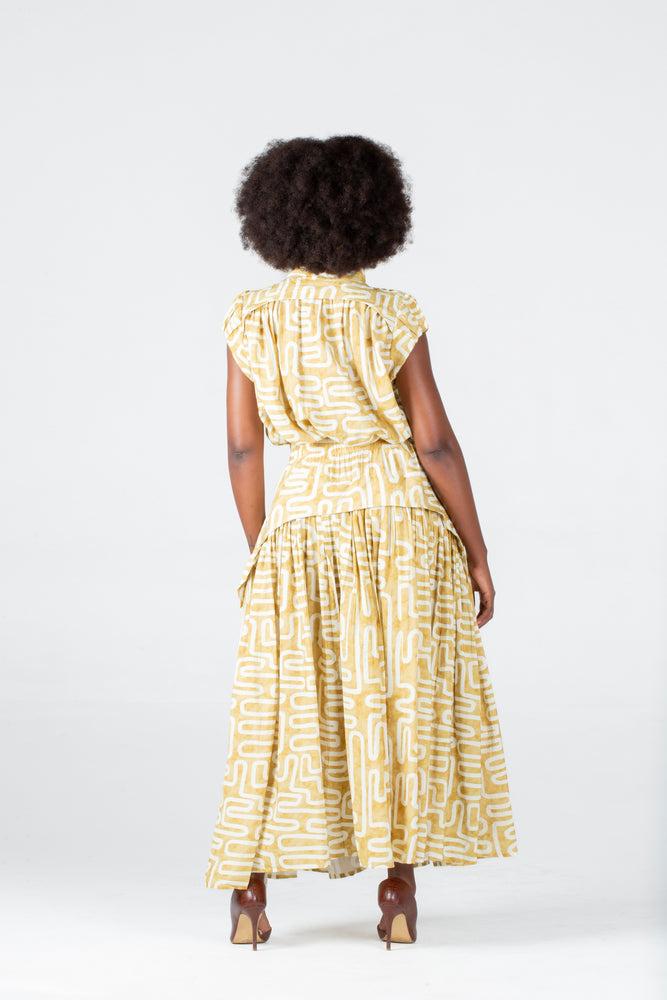 Colleen Eitzen Gold Geometric Print Cat Skirt