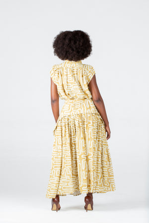 Colleen Eitzen Gold Geometric Print Cat Skirt