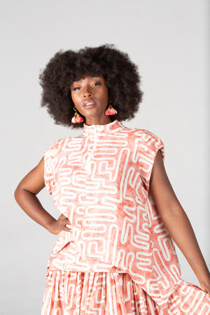 Colleen Eitzen Rose Geometric Print Cat Top