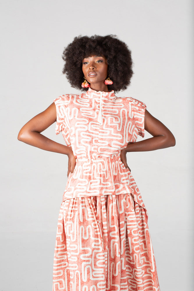 Colleen Eitzen Rose Geometric Print Cat Top