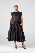 Angaila Mwezi Midi Skirt With  A Yoke And Ribbon Detail