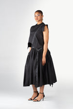 Angaila Mwezi Midi Skirt With  A Yoke And Ribbon Detail
