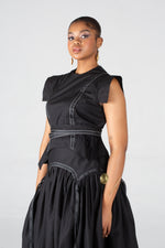 Angalia Mwezi Top- Round Neckline Top, A Line Shape With A Belt