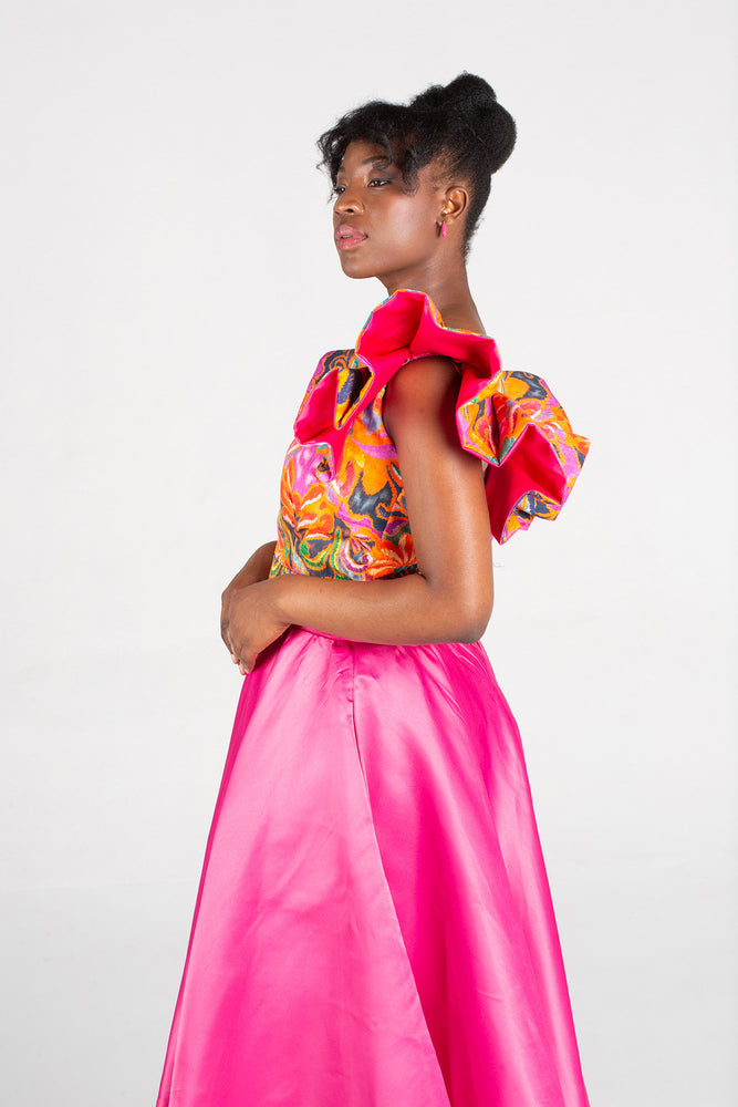 Du Confidence Butterfly Sleeves Crop Top