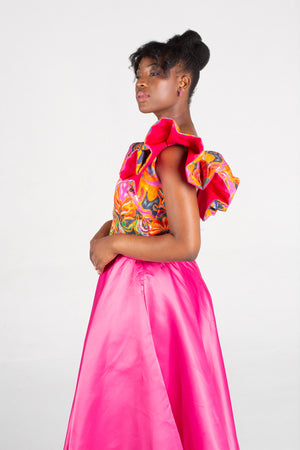 Du Confidence Butterfly Sleeves Crop Top