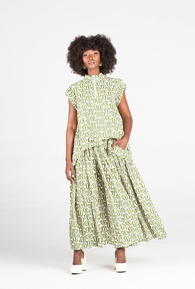 Colleen Eitzen Olive Optical Print Cat Top