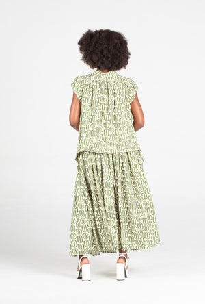 Colleen Eitzen Olive Optical Print Cat Top