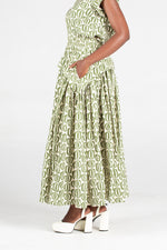 Colleen Eitzen Olive Optical Print Cat Skirt