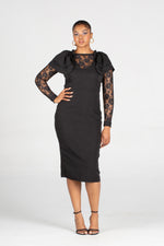 Pearls For EL Fitted Dress With Two Layers Sleeve
