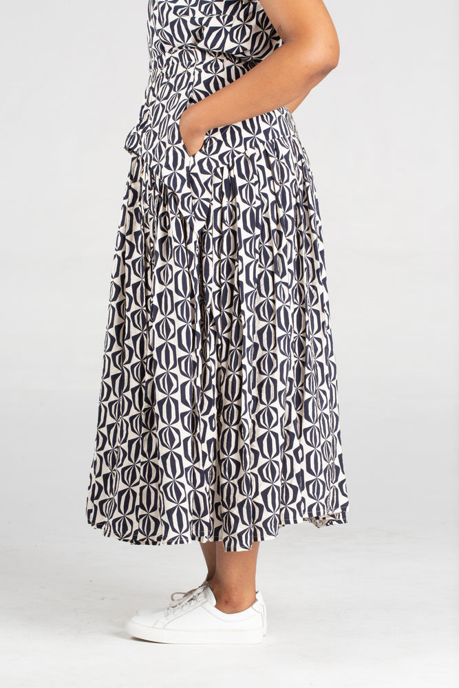 Colleen Eitzen Navy Optical Print Cat Skirt