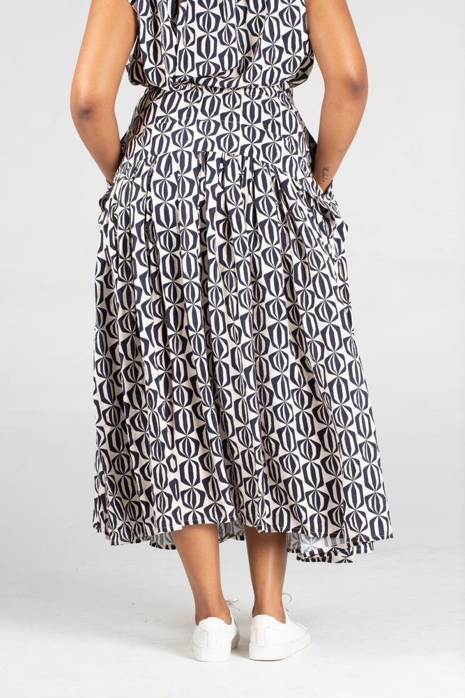 Colleen Eitzen Navy Optical Print Cat Skirt