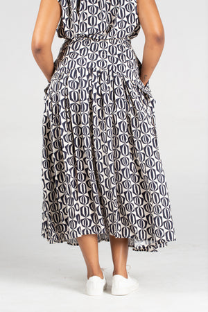 Colleen Eitzen Navy Optical Print Cat Skirt
