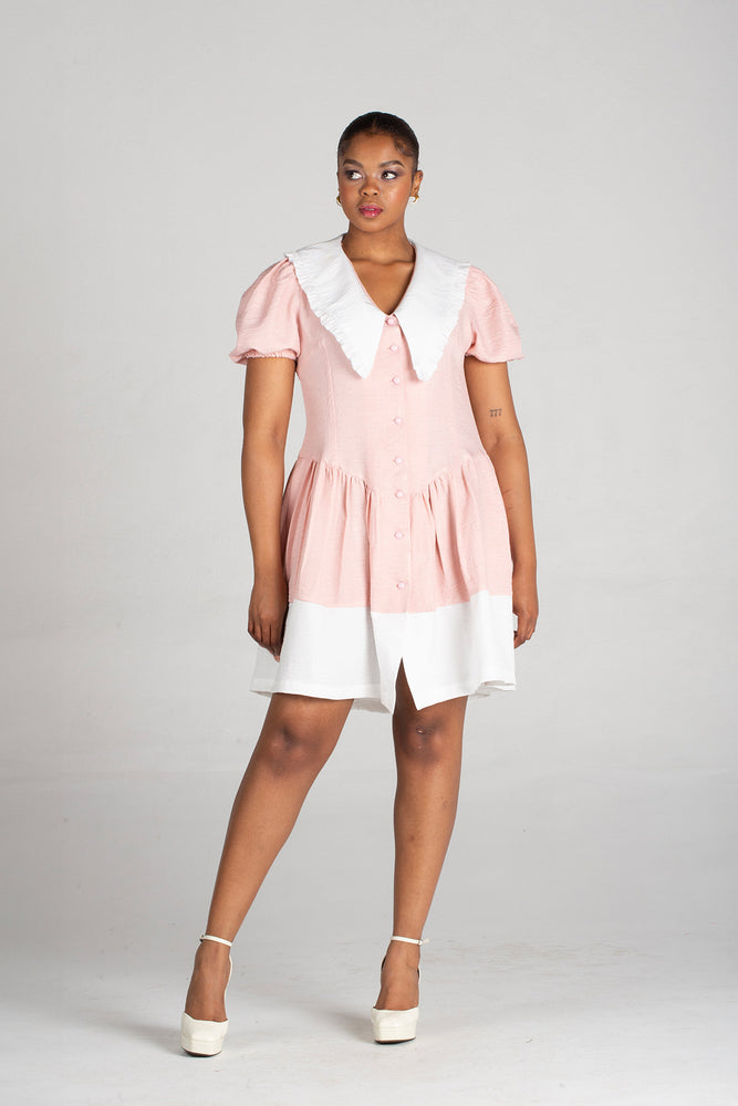 Frida Pink/White Babydoll Dress