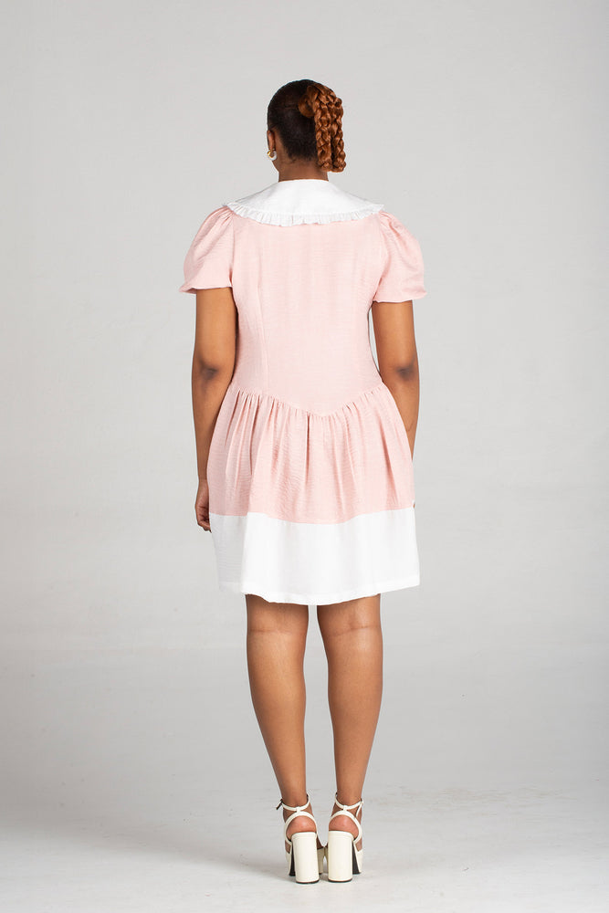 Frida Pink/White Babydoll Dress