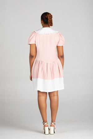 Frida Pink/White Babydoll Dress