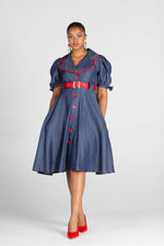 Frida Navy/Red Tencil Denim Dress