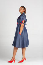 Frida Navy/Red Tencil Denim Dress
