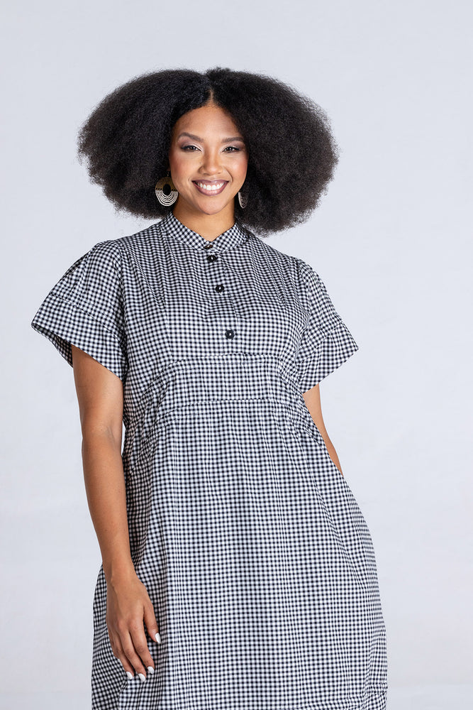 Colleen Eitzen Black Gingham Check Cotton New Tori Dress