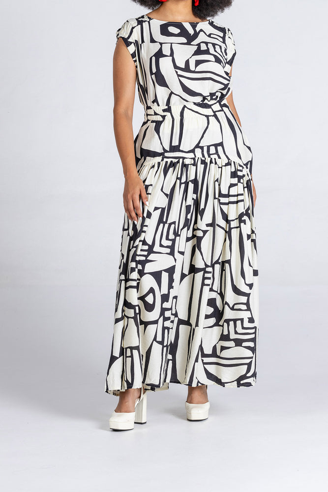 Colleen Eitzen Black And Cream Airflow Linen New Cat Skirt