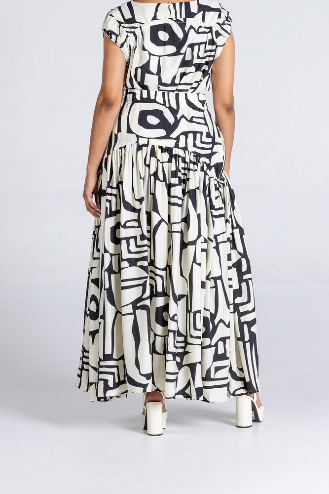 Colleen Eitzen Black And Cream Airflow Linen New Cat Skirt