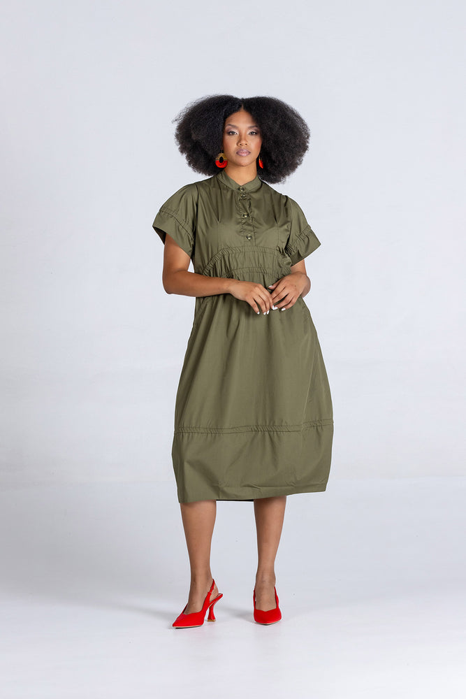 Colleen Eitzen Olive Poly Cotton New Tori Dress