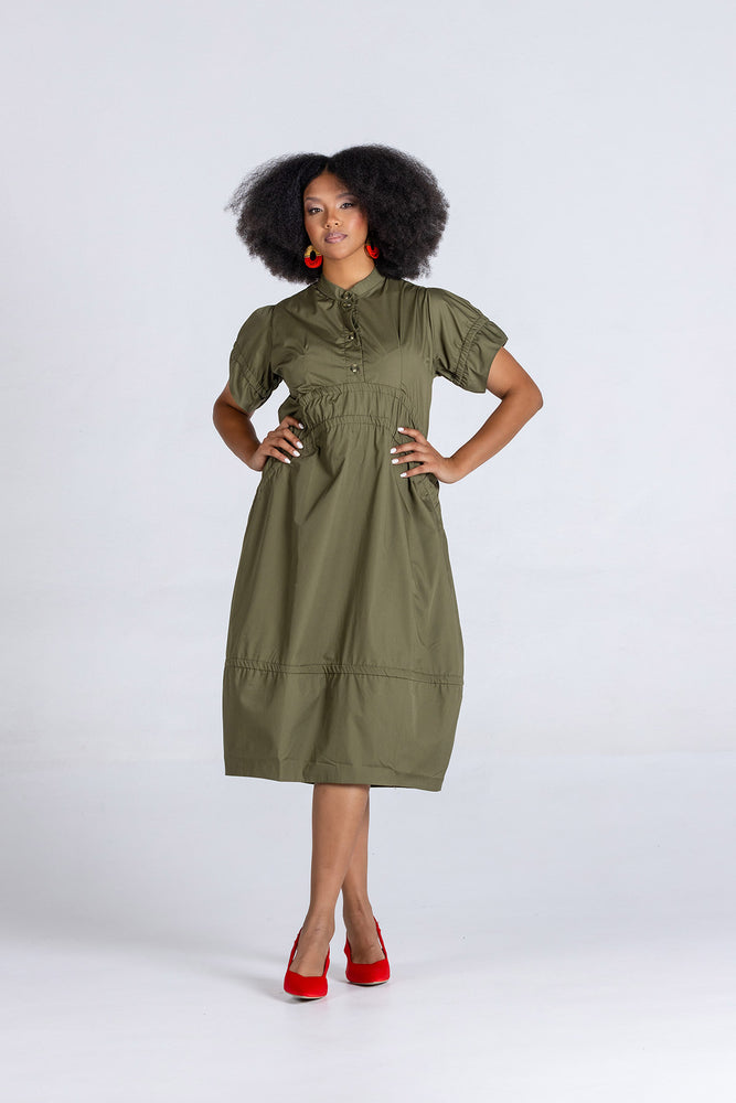 Colleen Eitzen Olive Poly Cotton New Tori Dress